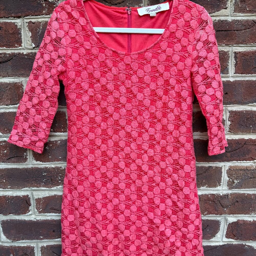 Pink Lace 3/4 Sleeve Dress